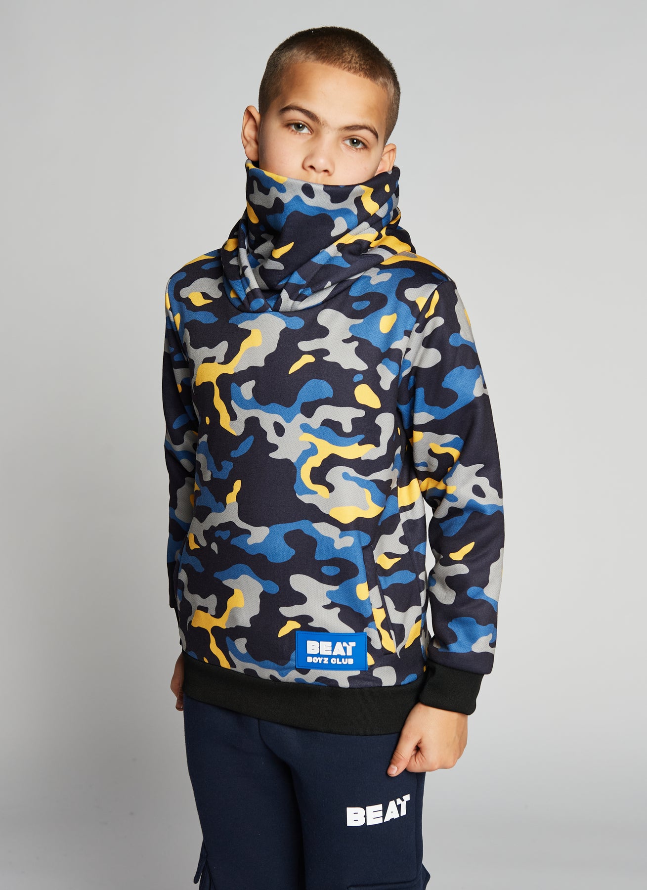 Evolve SNOODY Boys Camo Print Hoodie With Face Cover Kids