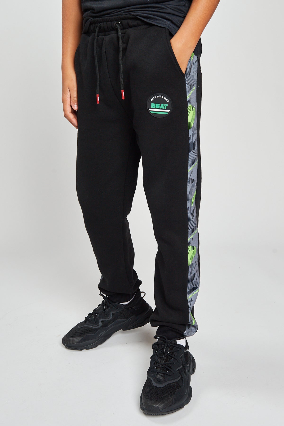 Luminous Joggers Boys Black Neon Green Sweatpants Kids Clothes