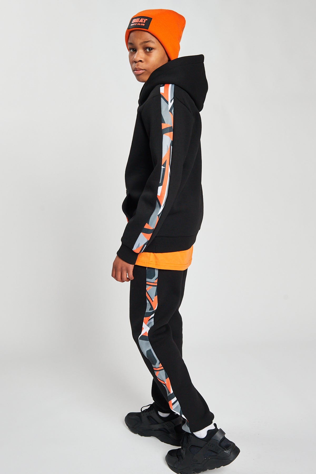Refraction Hoodie | Boys Black/Orange Overhead Sweat Top | Kids Clothes ...