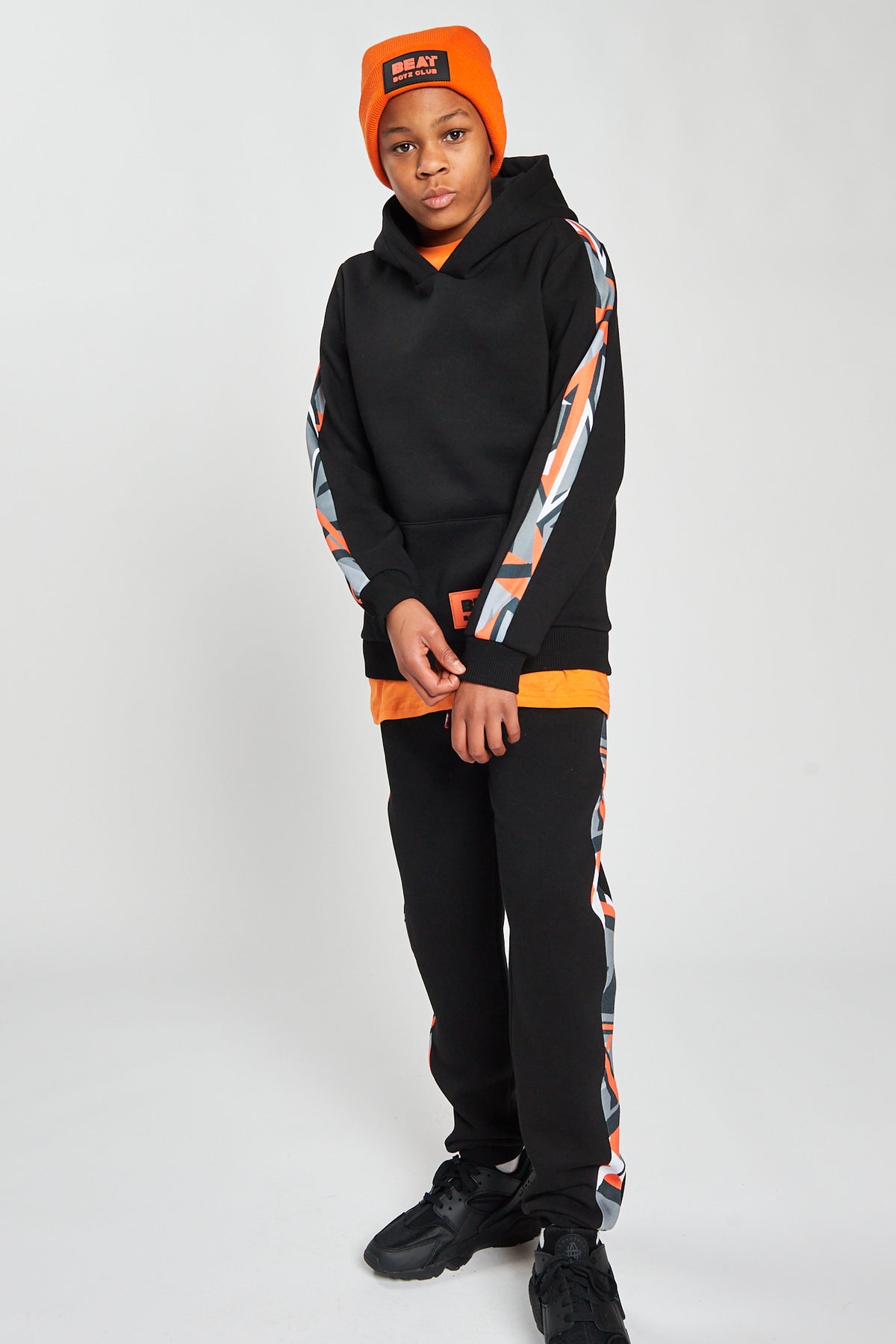 Refraction Hoodie | Boys Black/Orange Overhead Sweat Top | Kids Clothes ...