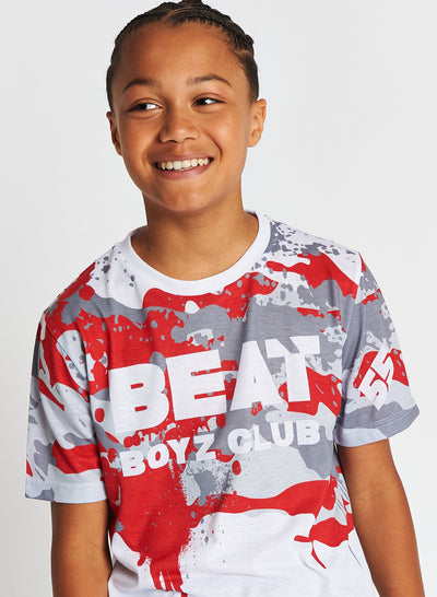 Beat Boyz Club Boys Streetwear Shredder White Camo Graphic T Shirt