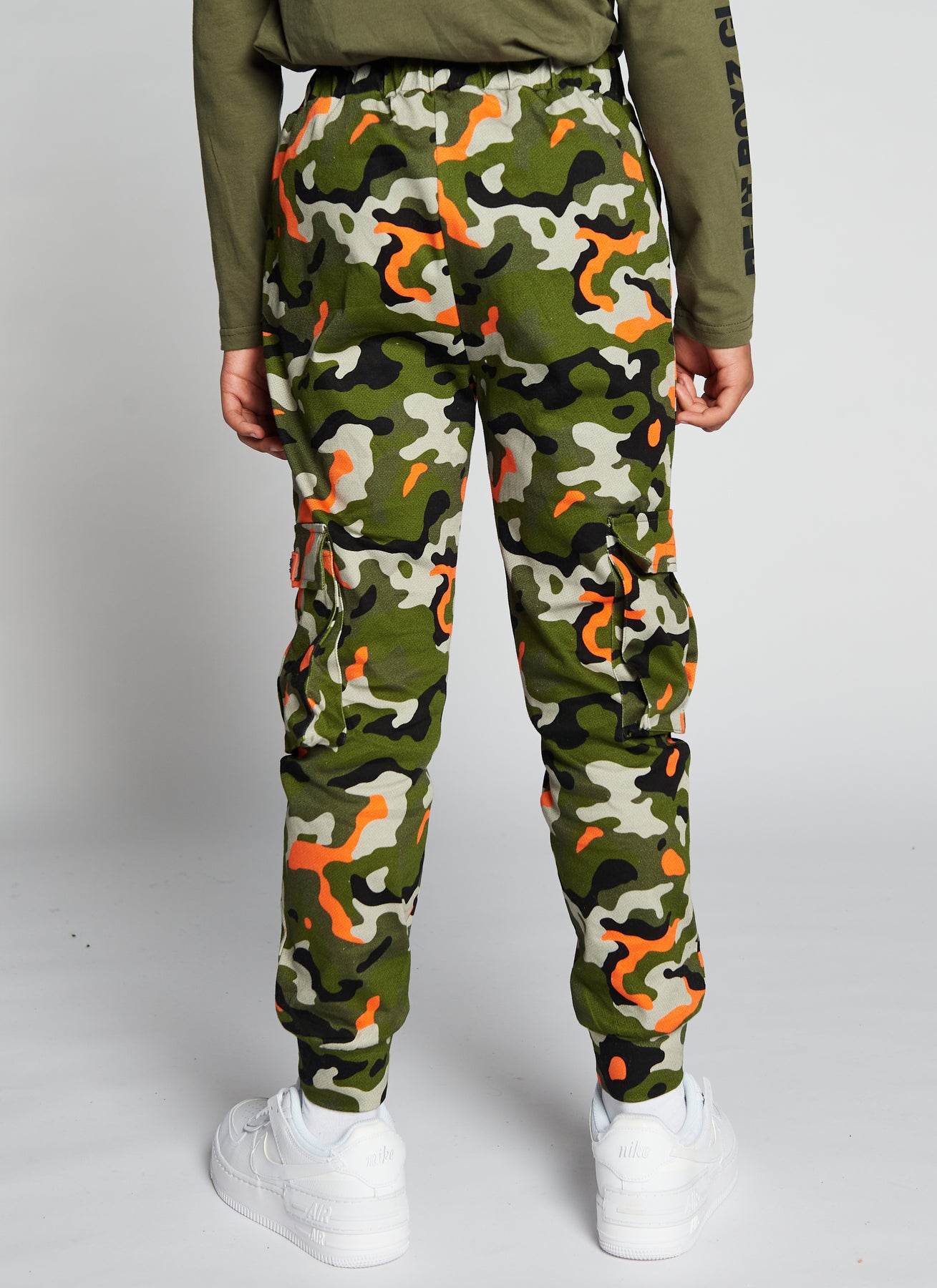 Sidewalk Trousers Boys Khaki Orange Camo Combat Woven Pants Kids Clothes Beat Boyz Club