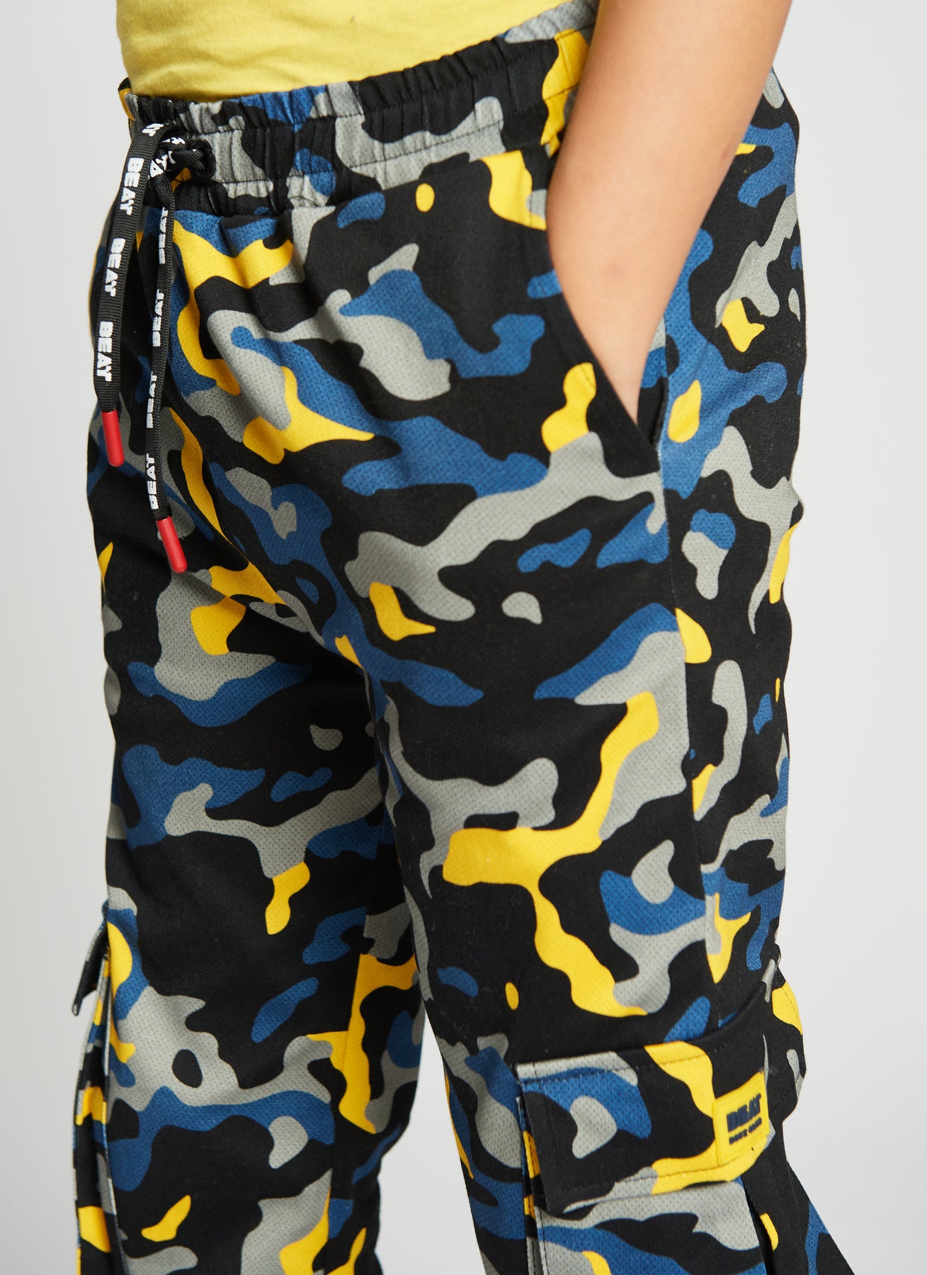 Blue and yellow camo pants deals