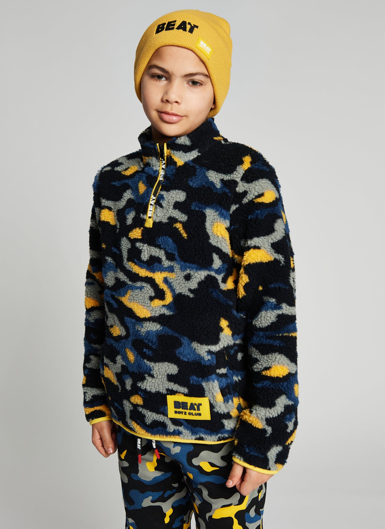 Trail Borg Fleece Navy Boys Fleece Quarter Zip Through Sweat Top Kids Clothes Beat Boyz Club